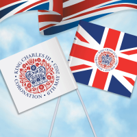 Kings Coronation Printed Handwaving Flags 