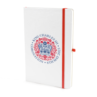 Kings Coronation Printed Promotional A5 White PU Notebook